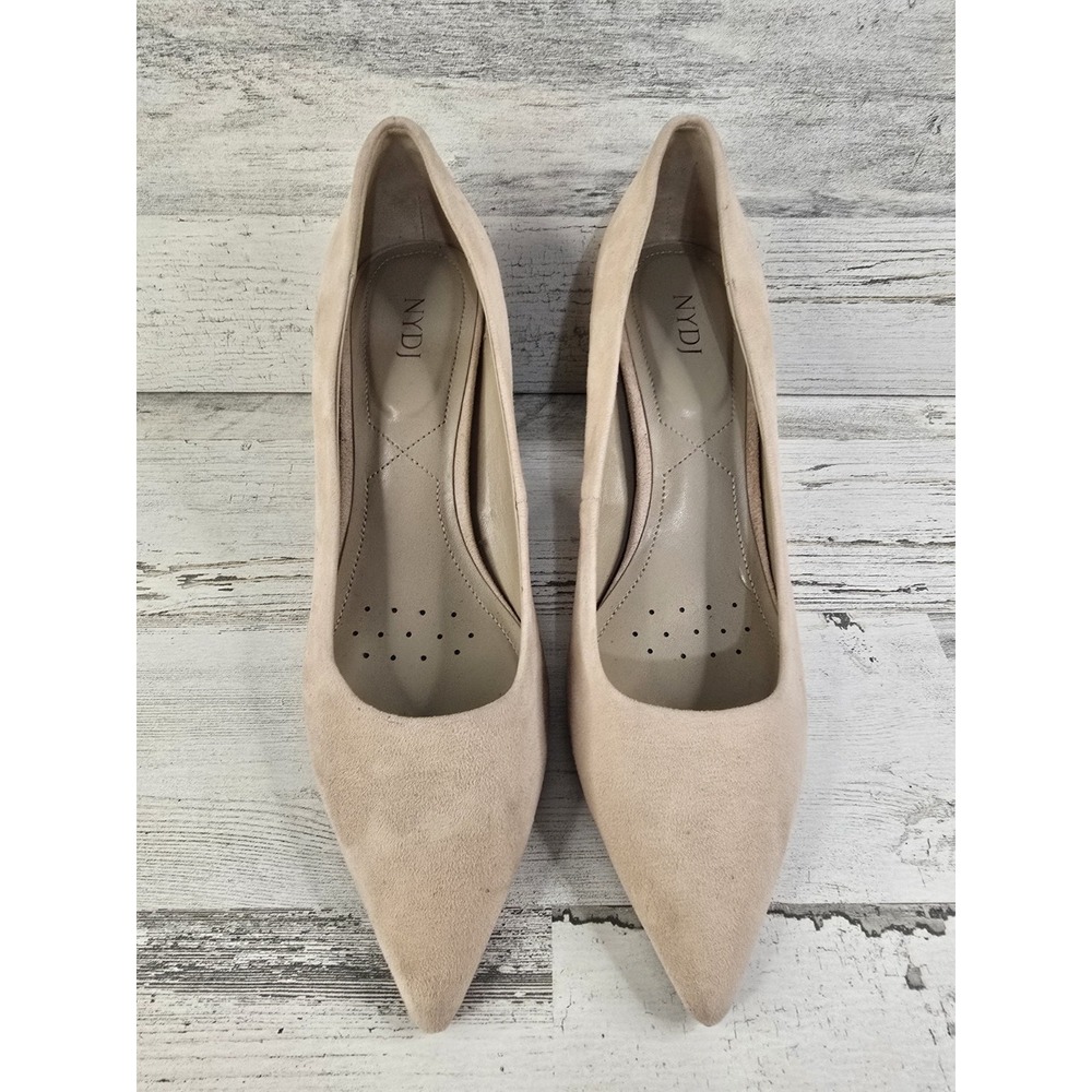 NYDJ Womens Beige Suede Pointed Toe Block Heel Pumps Shoes Office Professional
